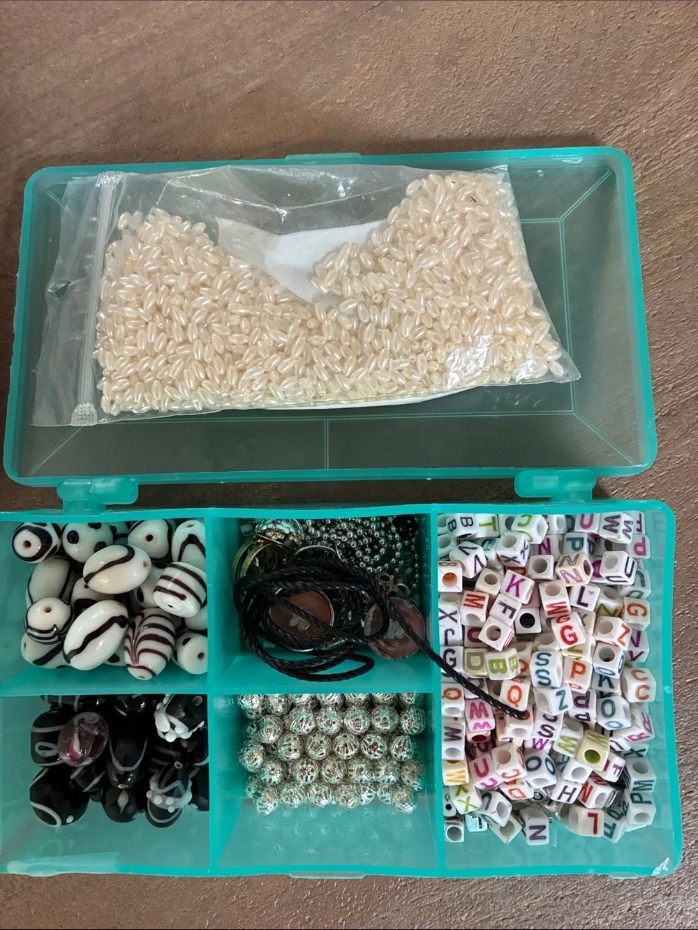 Bead & Jewelry Organizer Set in Teal & Clear - Multi-Compartment Storage Full